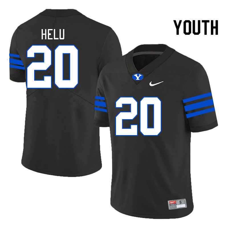 Youth #20 Nukuluve Helu BYU Cougars College Football Jerseys Stitched-Black - Click Image to Close